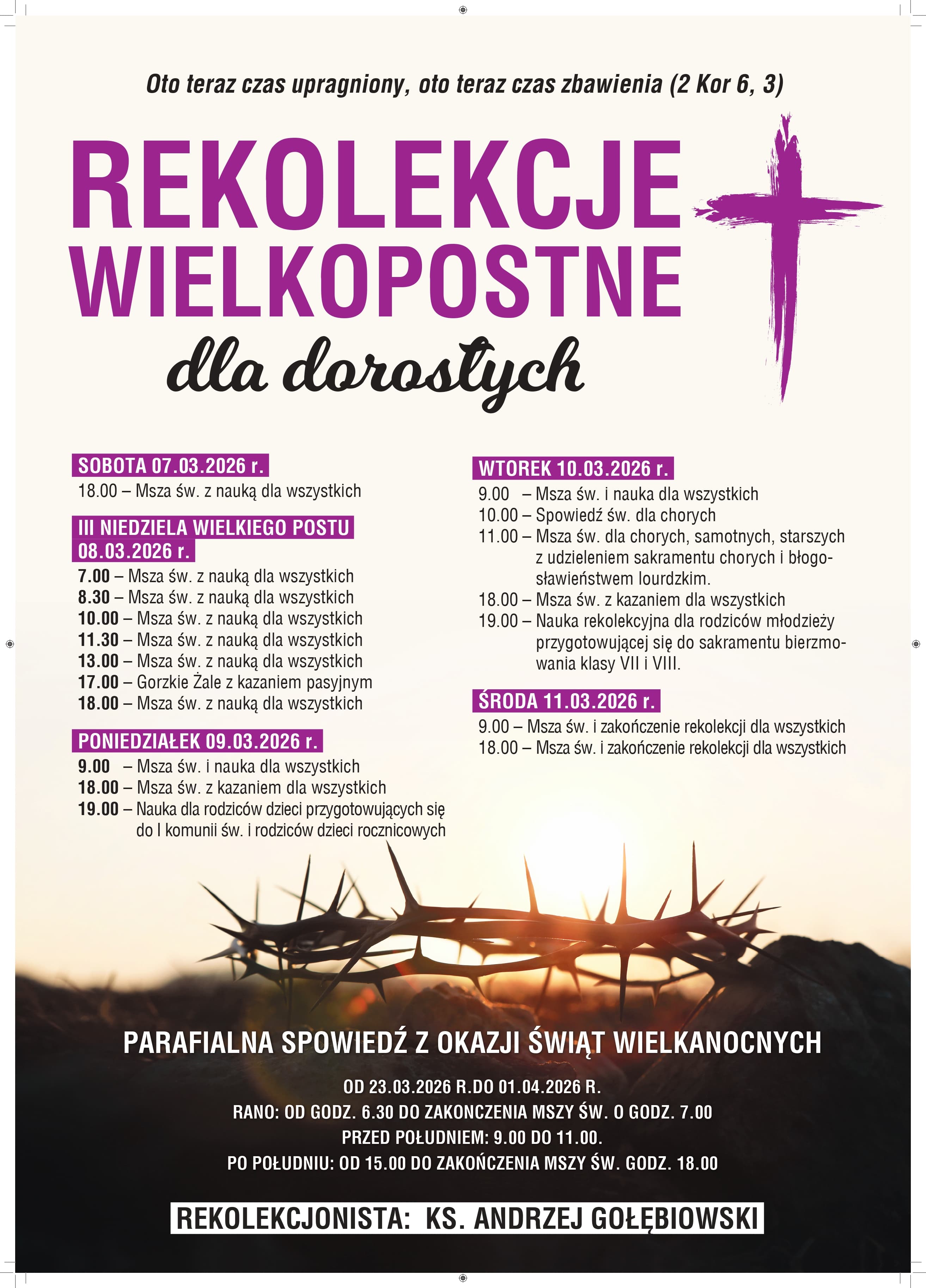 Plakat Rekolekcji Wielkopostnej